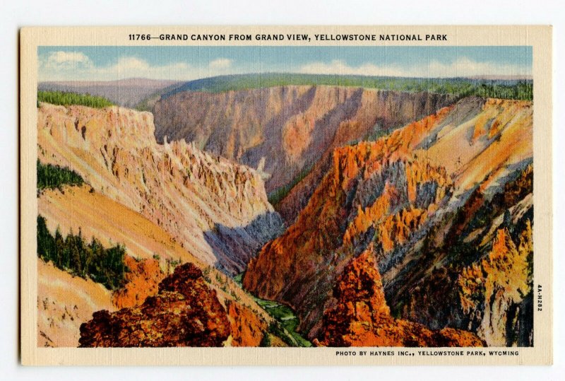 Postcard Grand Canyon From Grand View Yellowstone Nat'l Park Standard View Card