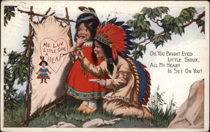 Native American Indian Kids Poem Comic Valentine? Pink Perfection Postcard #3