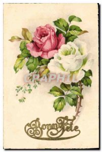 Old Postcard Bonne Fete Flowers