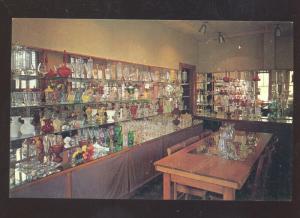 EAST SALEM WEST VIRGINIA WVA GLASS CENTER STORE INTERIOR ADVERTISING POSTCARD