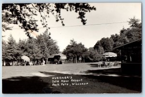 Park Falls Wisconsin WI Postcard RPPC Photo Huebner's Idle Hour Resort 1950