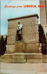 Greetings from Lincoln Nebraska NE Statue of Abraham Lincoln Unused Postcard H4