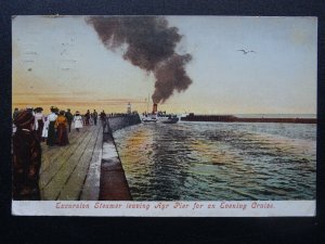 Scotland AYR PIER Excursion Steamer Evening Cruise c1906 Postcard