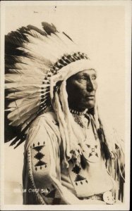 Native American Indian Chief Studio Image Bryon Harmon 516 c1910 Real Photo RPPC