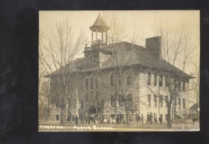 RPPC GILMORE CITY IOWA PUBLIC SCHOOL BUILDING VINTAGE REAL PHOTO POSTCARD