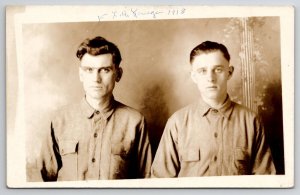 RPPC Handsome Soldiers 1918 L.A. Kruger Real Photo Postcard J21