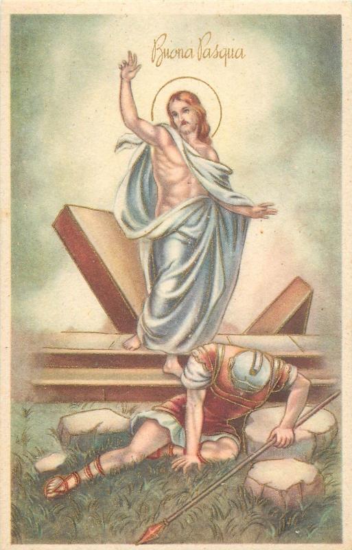 Buona Pasqua Easter greetings postcard Italy Christ is Risen fantasy