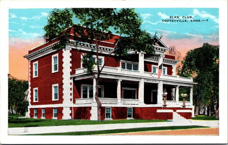 Postcard Elk's Club in Coffeyville, Kansas~132774