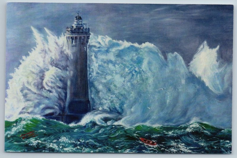 LIGHTHOUSE Seascape Storm Fantasy Russian Unposted Modern Postcard