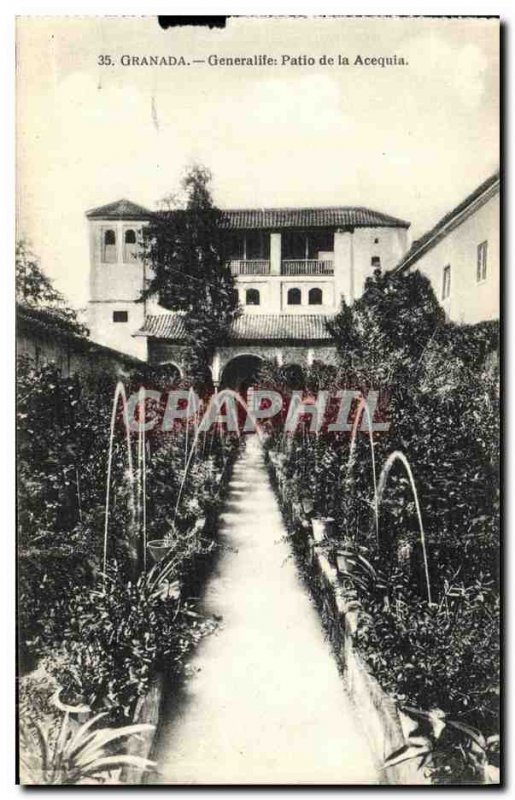 Postcard Old Granada Generalife Patio de la Acequia