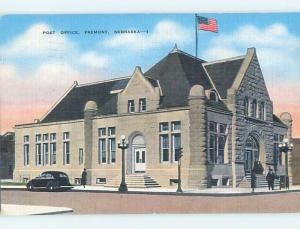 Linen POST OFFICE SCENE Fremont Nebraska NE hs1540