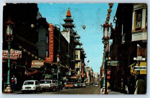 San Francisco California Postcard Chinatown Chinese Patter Bazaar c1967 Vintage