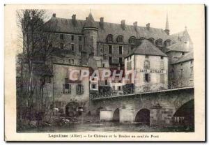 Lapalisse Old Postcard the castle and the Besbre below the bridge (cafe Morand)