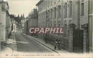 Old Postcard Le Mans Le Lycee for Girls and Bertholol Street