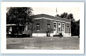 Neodesha Kansas KS Postcard RPPC Photo Post Office Building Scene Street c1930's