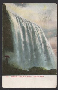 New York NIAGARA FALLS American Falls from Below pm1907 by SH. Knox & Co. ~ DB