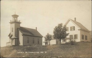 South Thomaston Maine ME Chruch Eastern Illus Real Photo Vintage Postcard