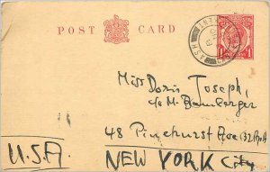 Entier Postal Stationery Postal Britain Great Britain in 1939 to New York