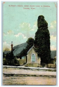 c1910 St. Peter's Church Oldest Church Tower In US Tacoma Washington WA Postcard