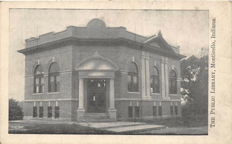 Monticello Indiana c1915 Postcard The Public Library