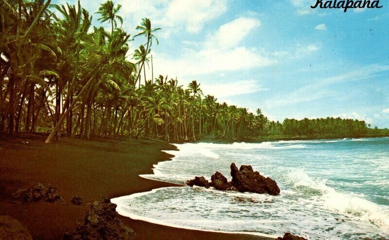 C. 1969 Black Sands Beach Scenery Kalapana,HI Hawaii Vintage Postcard