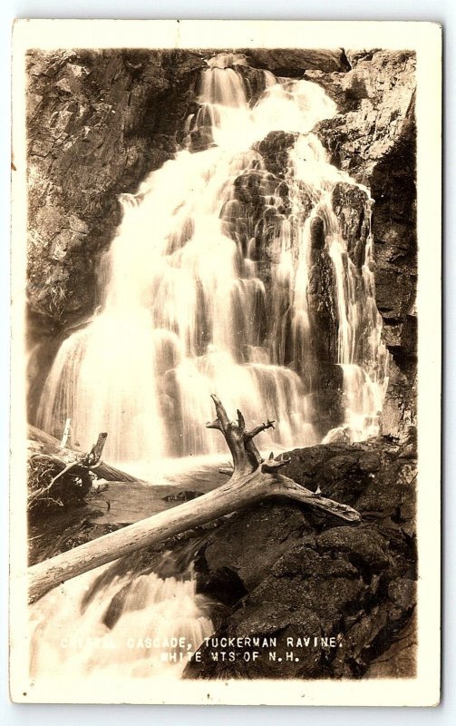 1920s WHITE MOUNTAINS N.H. CRYSTAL CASCADE TUCKERMAN RAVINE RPPC POSTCARD P745