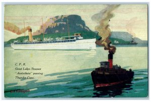 1923 CPR Great Lakes Steamer Assiniboia Ontario Canada CA Posted Boats Postcard