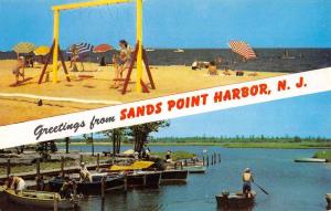 Sands Point Harbor New Jersey Beach Scene Multiview Vintage Postcard K59542 
