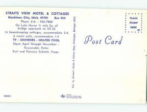 Unused Pre-1980 COTTAGES AT STRAITS VIEW MOTEL Mackinaw City Michigan MI B6302