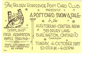 The Golden Horseshoe Post Card Club, Burlington, Ontario, 1987, Map, Deltiology