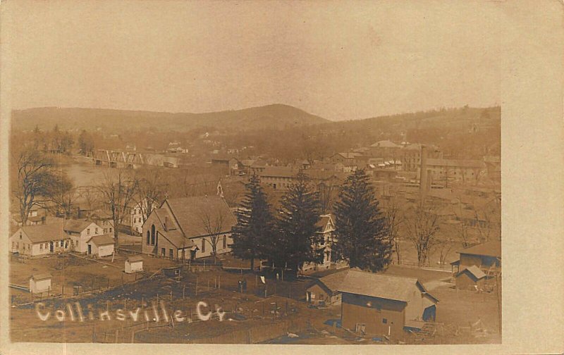 Collinsville CT Aerial View Photo by H. P. Foote Real Photo Postcard 