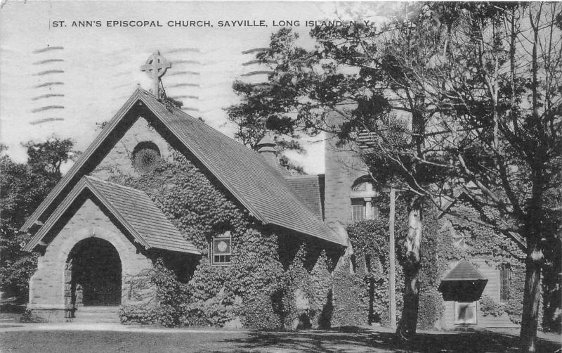 Sayville Long Island New York~St Ann's Episcopal Church~1939 B&W Postcard