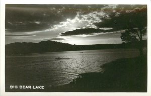 RPPC Postcard; Sunset at Big Bear Lake CA San Bernardino Mountains unposted