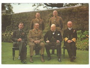 Prime Minister Churchill With Chiefs Of Staff, London England Chrome Postcard