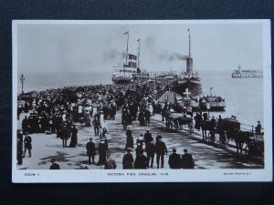 Isle of Man DOUGLAS HARBOUR Victoria Pier Steam Ferries c1911 RP Postcard Rotary