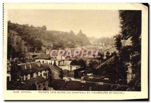 Old Postcard Epinal Ruins of the castle walls and the Faubourg St Michel