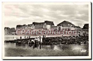 Old Postcard Cabourg beach at low tide