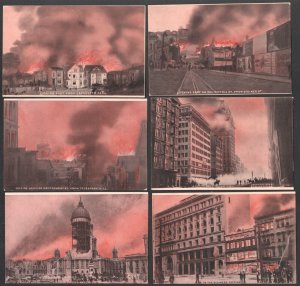 Scarce Set 12 1906 San Francisco California Earthquake Fire Rotograph Postcards