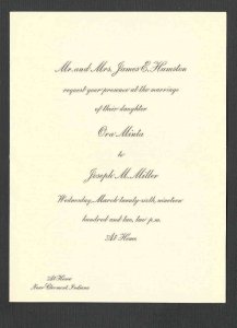 DATED 1902 INDIANA WEDDING INVITATION