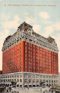 CHICAGO ILLINOIS  NEW SHERMAN HOUSE~COLLEGE INN POSTCARD 1910s