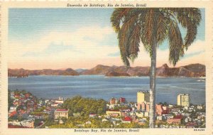 Rio de Janeiro, BRAZIL   BOTAFOGO BAY    ca1940's Linen Deckle Edge Postcard