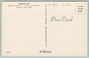 Houston Texas~South Main St~Rodeway Inn Roadside Motel~Astrodome~Postcard