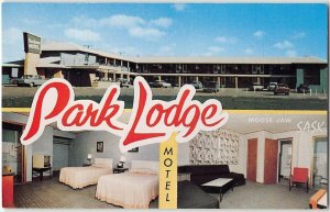 Moose Jaw, Saskatchewan PARK LODGE MOTEL Mid-Century Modern 1950s Vtg Postcard