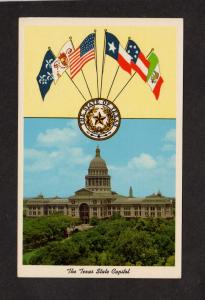TX Texas State Capitol Bldg Austin Texas Postcard Flags State Seal