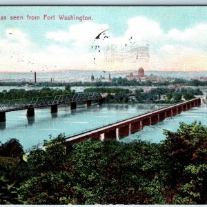 c1910s Harrisburg PA Birds Eye from Fort Washington Railroad Walking Bridge A219