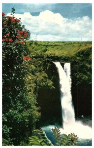 Rainbow Falls Framed by African Tulip Trees Hawaii Postcard