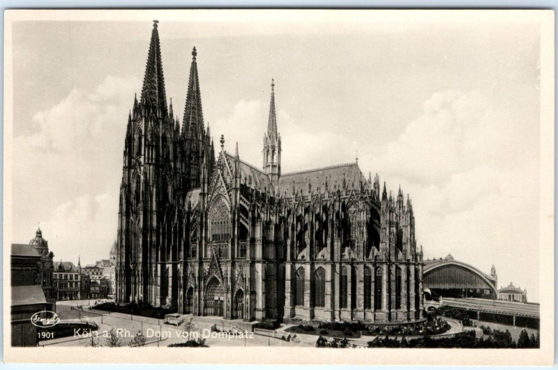 c1920s Cologne Germany Cathedral Domplatz RPPC Postcard Catholic Church Koln A70 