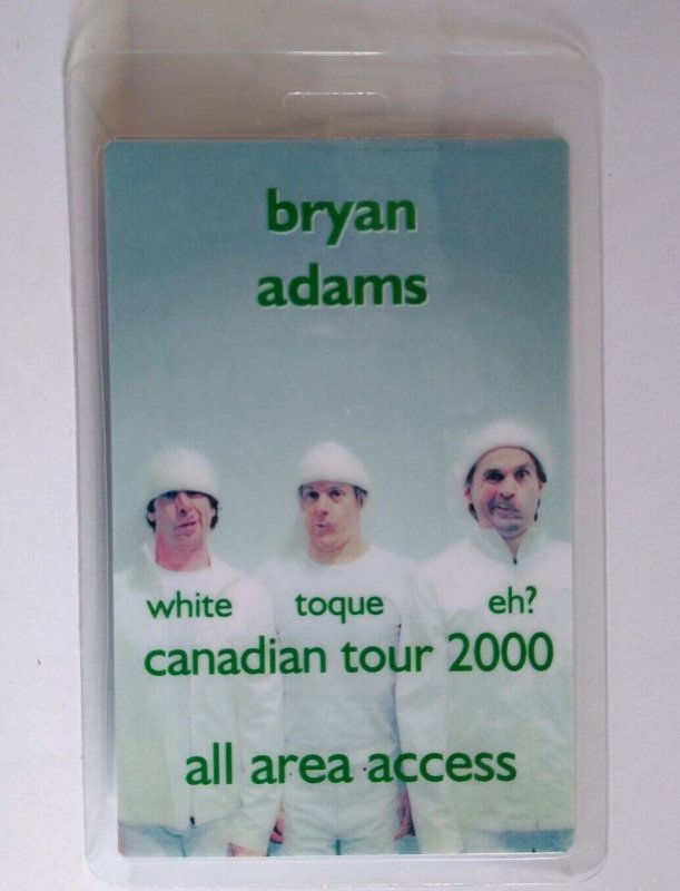 Bryan Adams Canadian Tour 2000 Backstage Pass Original Double Sided Pop Rock 