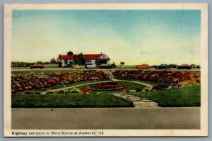 Postcard Amherst NS c1959 Highway Entrance to Nova Scotia CDS Slogan Cancel