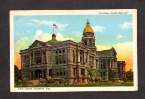 WY State Capitol Cheyenne Wyoming Postcard, On Union Pacific Railroad